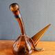 Vintage Amber Glass Wine Carafe - Artisan Decanter in Porron Style