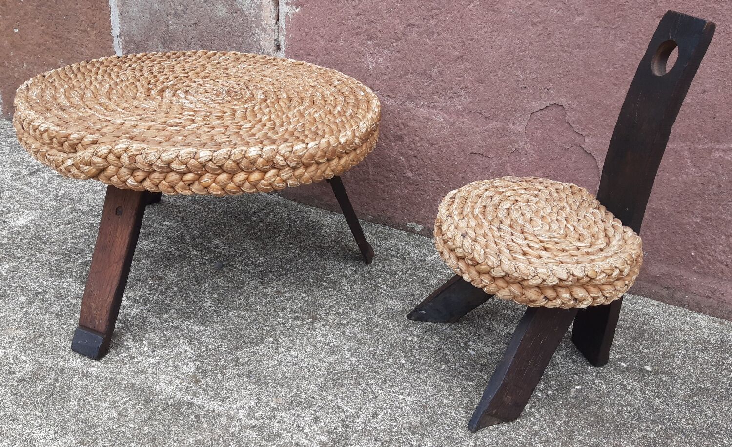 Handmade wickerwork chair from the 60s and 70s