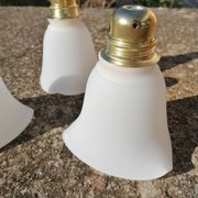 Lot de 3 tulipes baladeuses suspensions vintage en verre