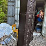 Duo of metal lockers with flaps