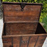 Wooden chest on wheels & wrought iron fittings - nineteenth century