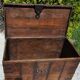 Wooden chest on wheels & wrought iron fittings - nineteenth century