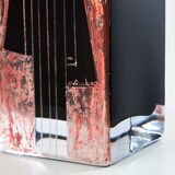 Grand vase Art Déco en verre opalin noir et rouge Anatole Riecke 1938