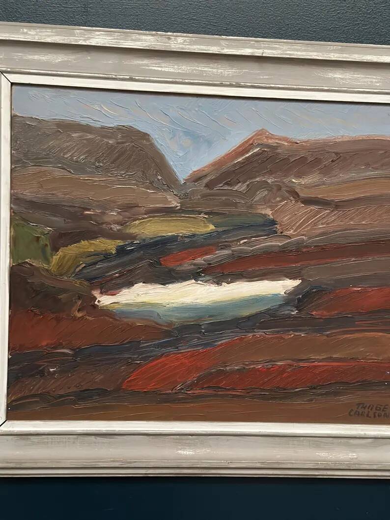Original Swedish Oil on Panel – “Rustic Landscape” by Thage Carlson – Signed – Vintage & Framed – 72 × 61 cm (28.3" × 24")