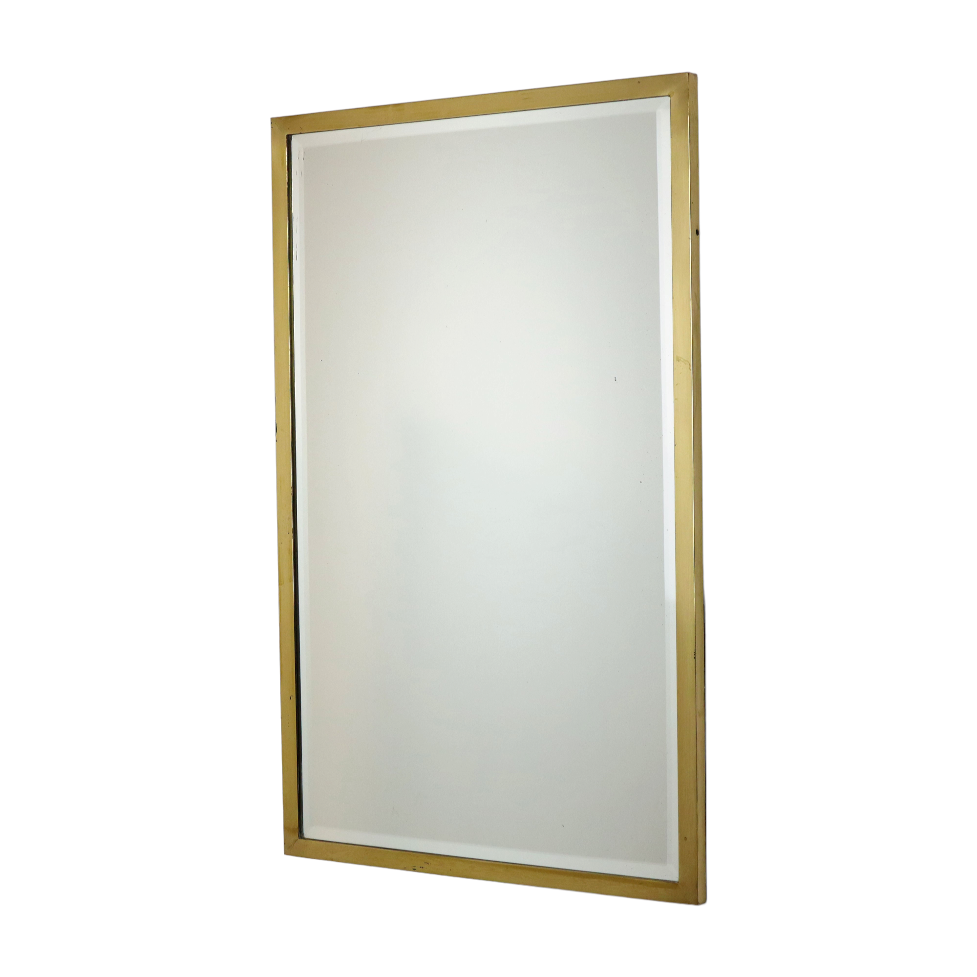 Heavy gold mirror brass faceted hollywood regency 79x48cm