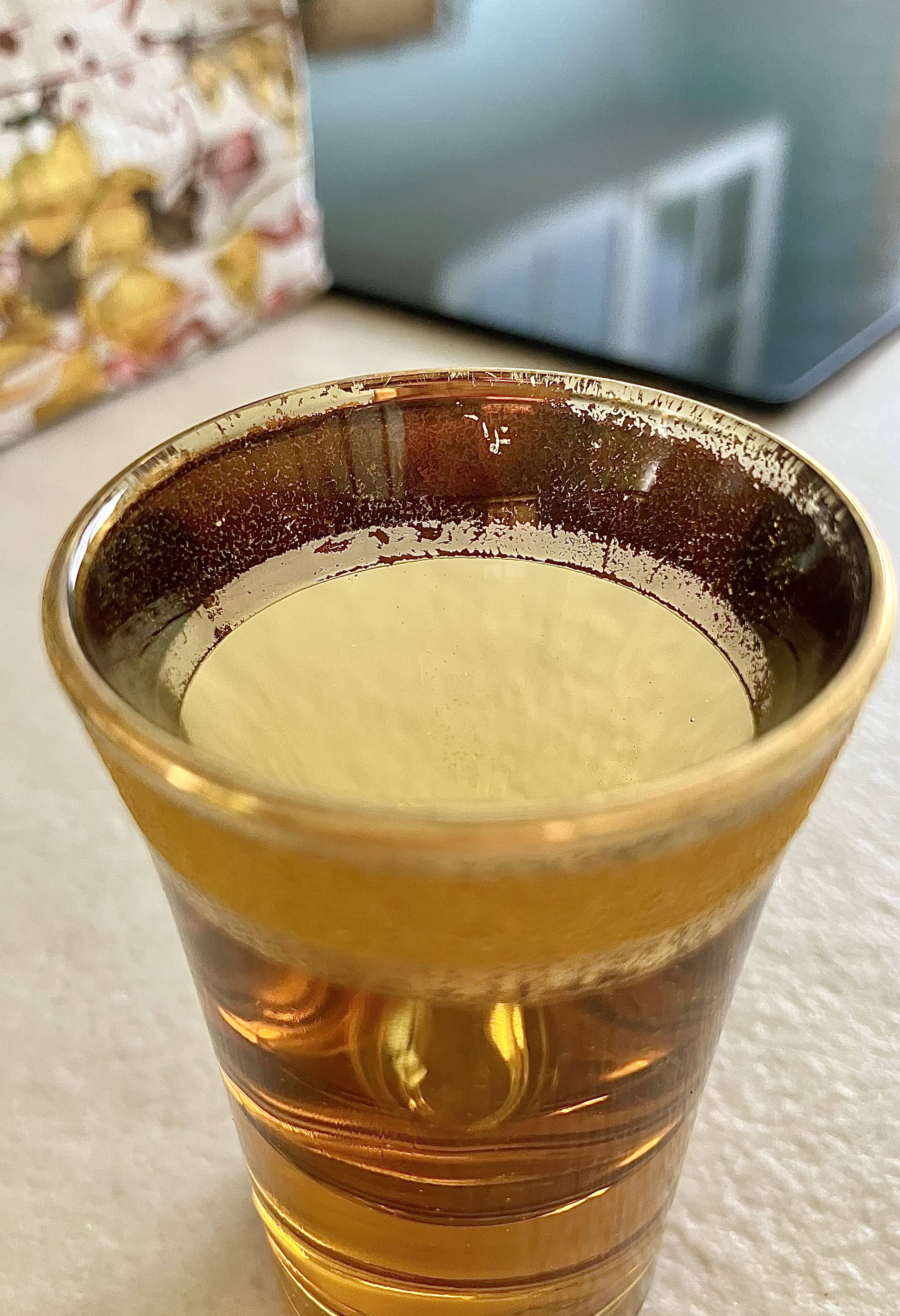 Italian liqueur service in amber and gold glass