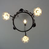 iron and opalin glass hanging lamp