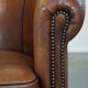 Set of 2 club armchairs in sheepskin leather with black piping