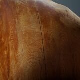 Sculptural brutalist armchair handcrafted in solid pine, Wabi Sabi style, Sweden, 1970s.