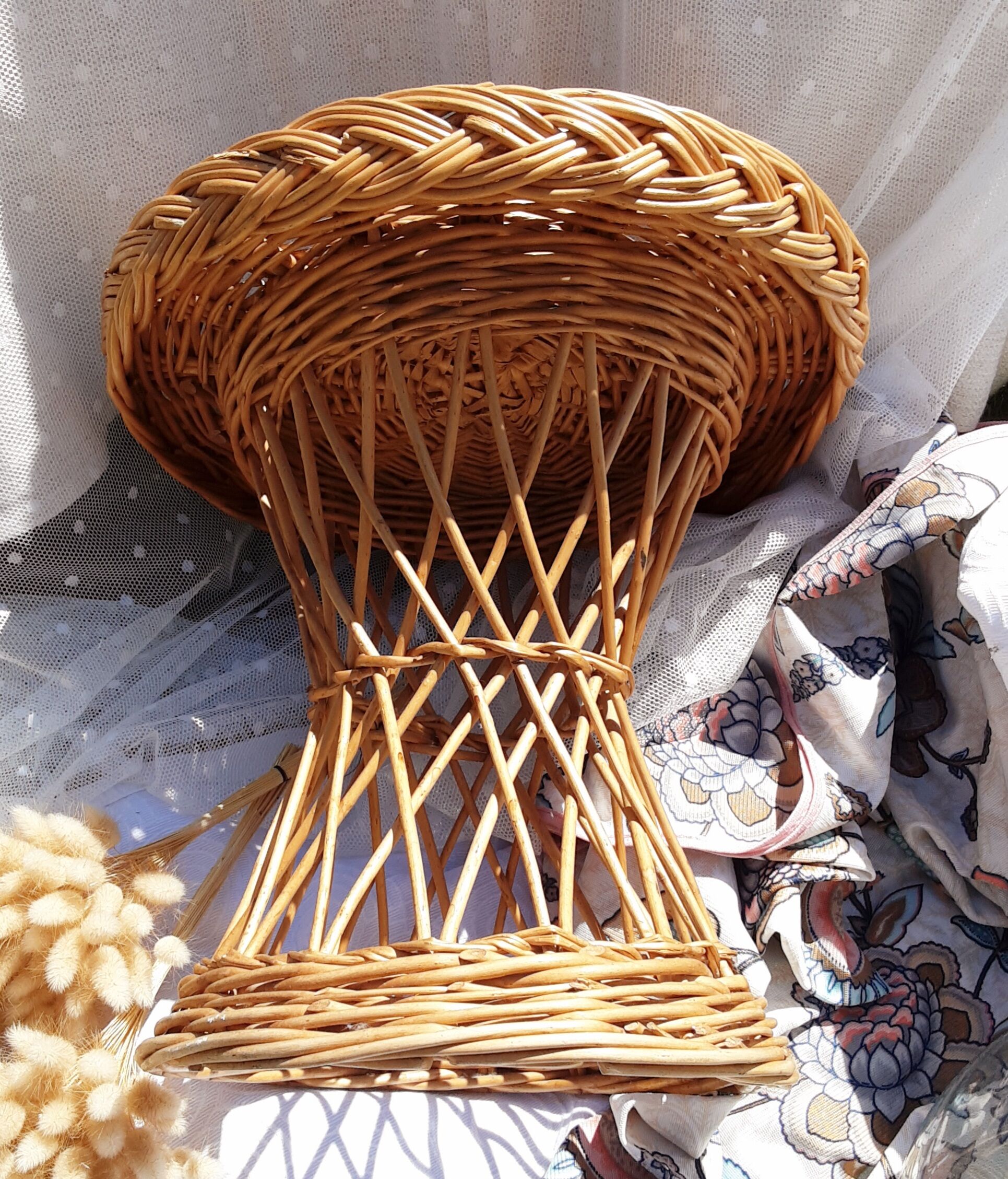 Vintage rattan round table