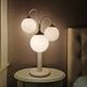 Lampe de table en métal blanc vintage avec 3 boules de lanterne, années 80
