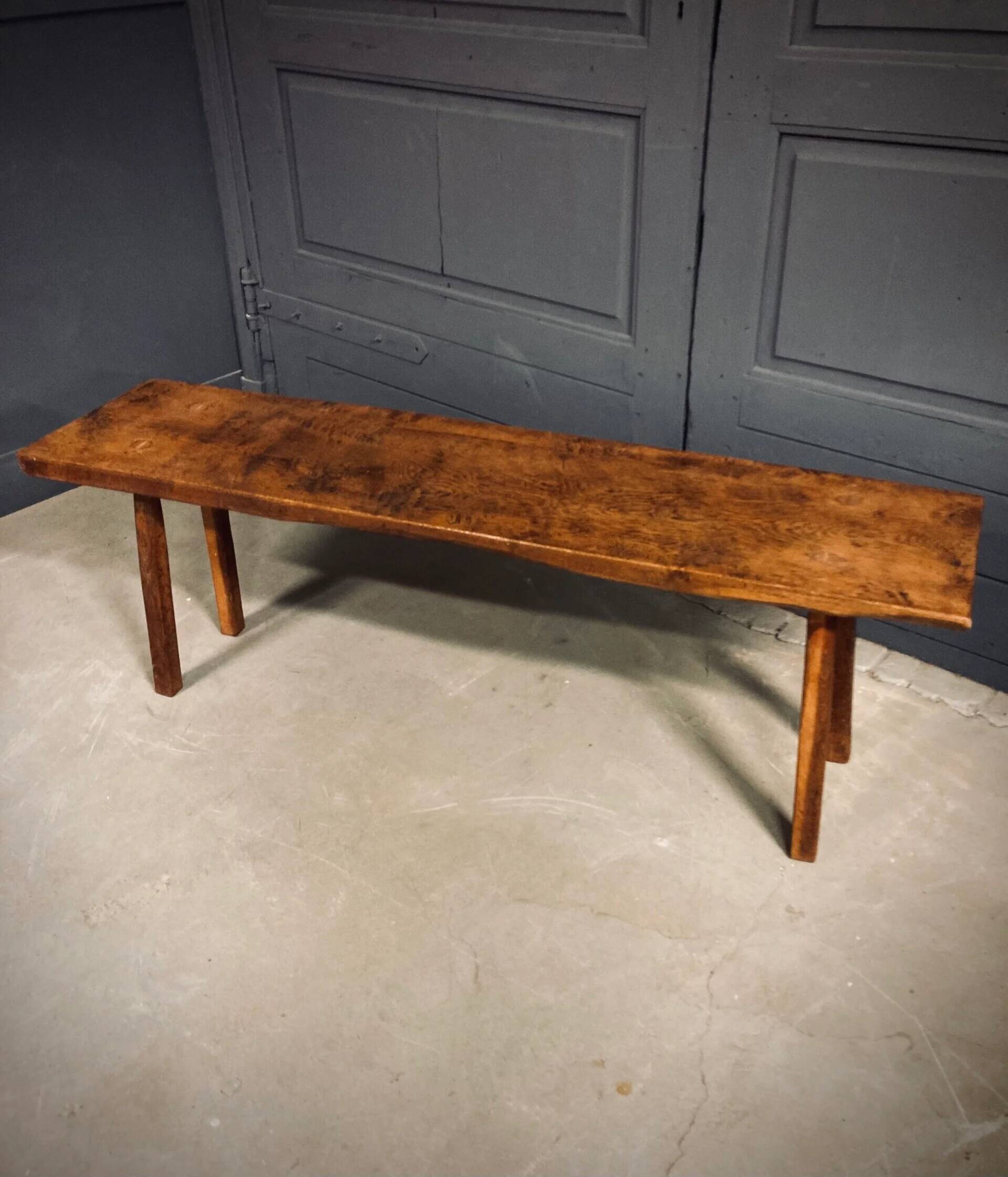 Industrial bench / butcher's table, 1950s, solid oak - large model