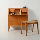 Secrétaire en orme scandinave et bois de bouleau, années 1950