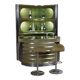 Suede and chrome dry bar with barstools in green by Willy Rizzo, Italy 1970s