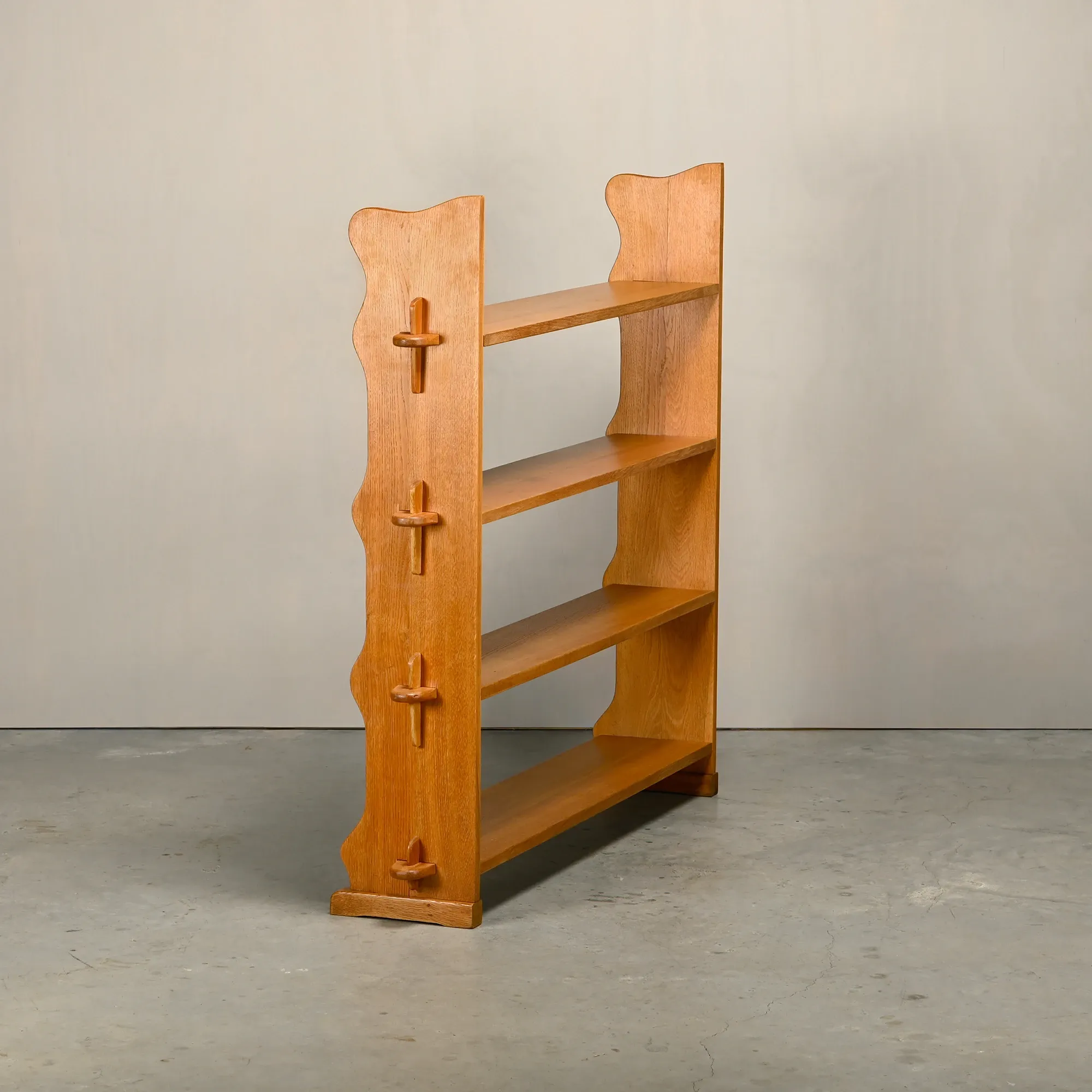 Shelf in Brutalist Henning Kjærnulf or Arts and Crafts style solid Oak 1960