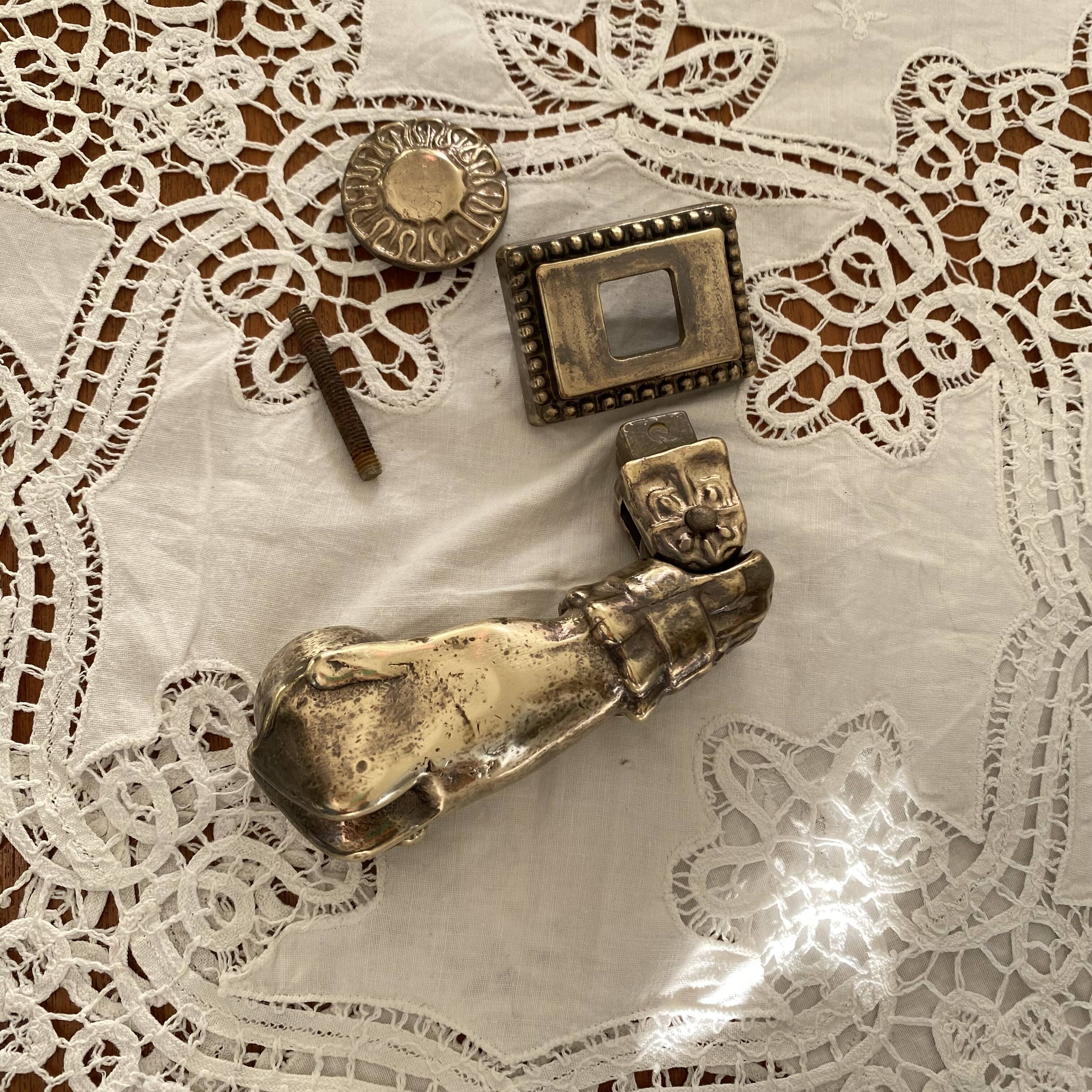 Antique Bronze Door Knocker Hand Ring Hammer Vintage