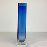 Blue glass vase in Sommerso Murano style, vintage
