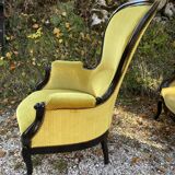 Pair of 19th century armchairs in black lacquered wood