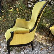 Pair of 19th century armchairs in black lacquered wood