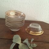 Fluted glass cups lined with gold 60
