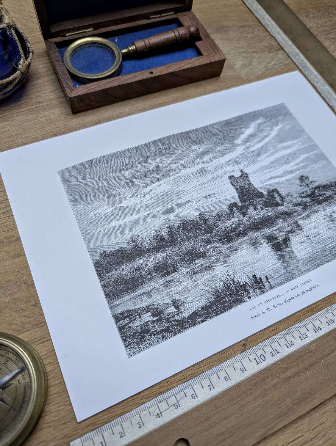 Ross Castle, Killarney, Ireland, printed illustration from 1879.