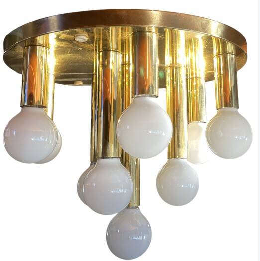 Art Deco ceiling light in brass – 10 lights