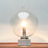 Mid-century glass and marble table lamp 3480 by Erco, 1960s.