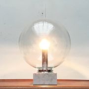 Mid-century glass and marble table lamp 3480 by Erco, 1960s.