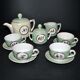 Toy Dinette Tea set in iridescent porcelain - silkscreened doll decoration 1920
