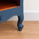 Renovated antique bookcase – Bleu des Vosges library, Libéron and natural wood – H100 cm