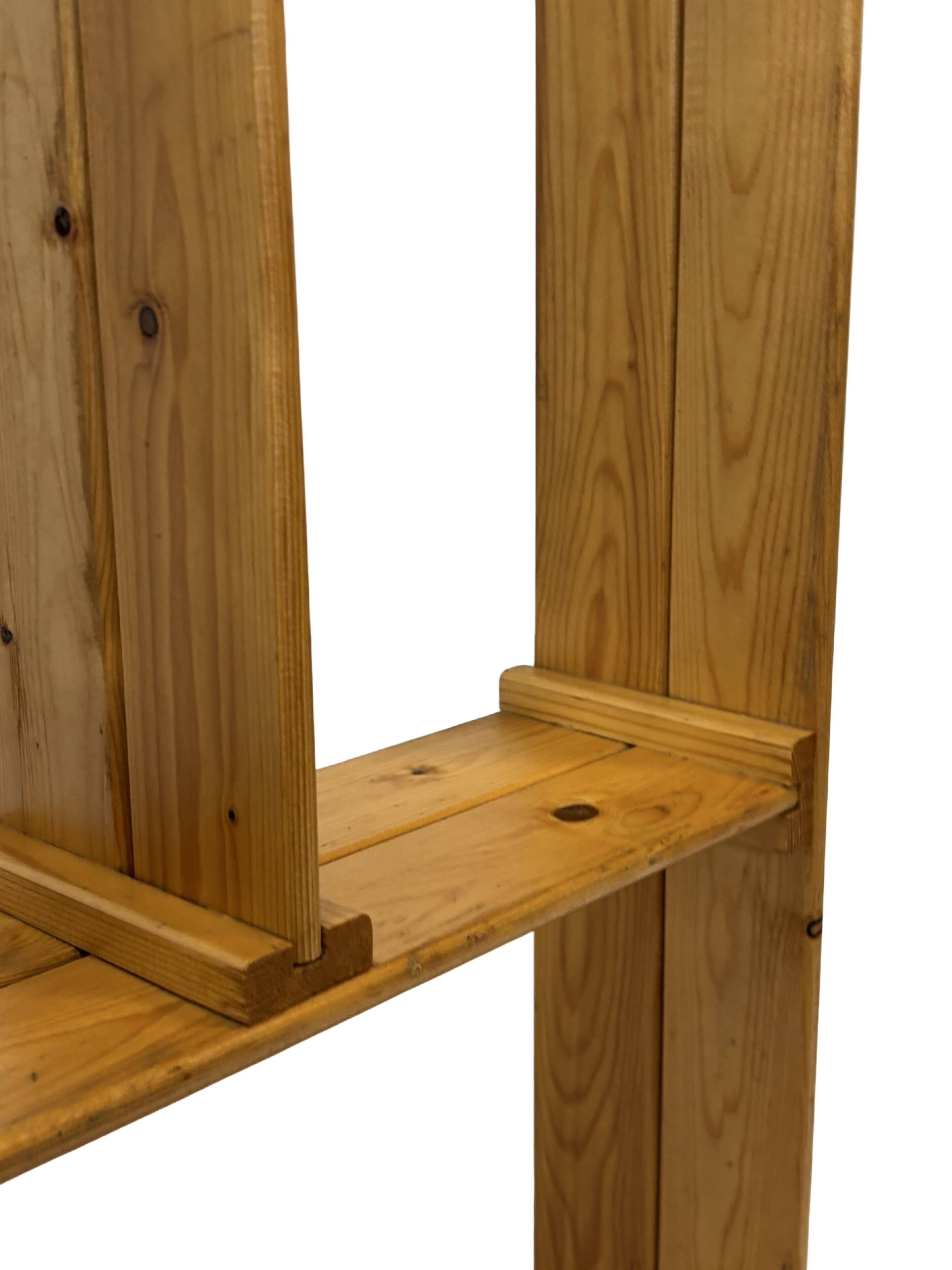 Vintage Wall shelf rack Pinewood wood 70s design