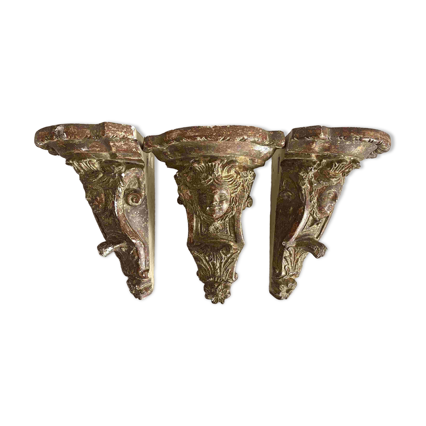 Baroque plaster corner consoles