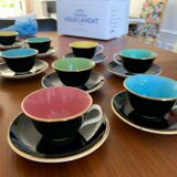 Black and multicolored coffee cup servings