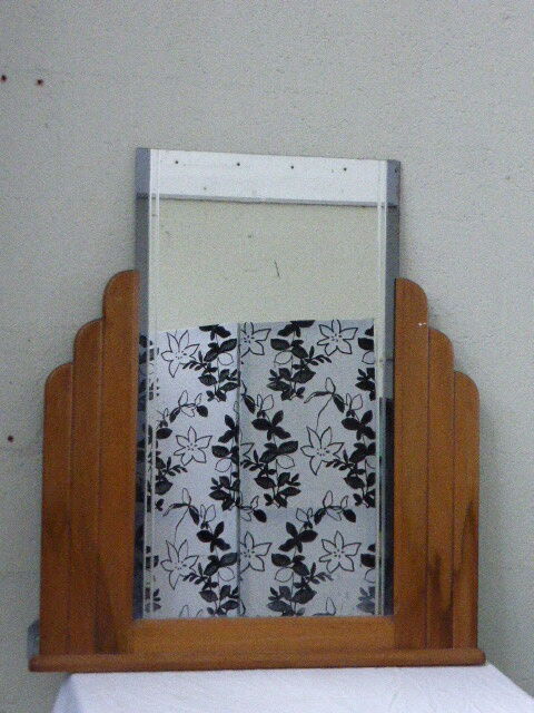 Art deco mirror, and column wooden frame
