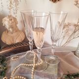 3 flûtes à Champagne en cristal
