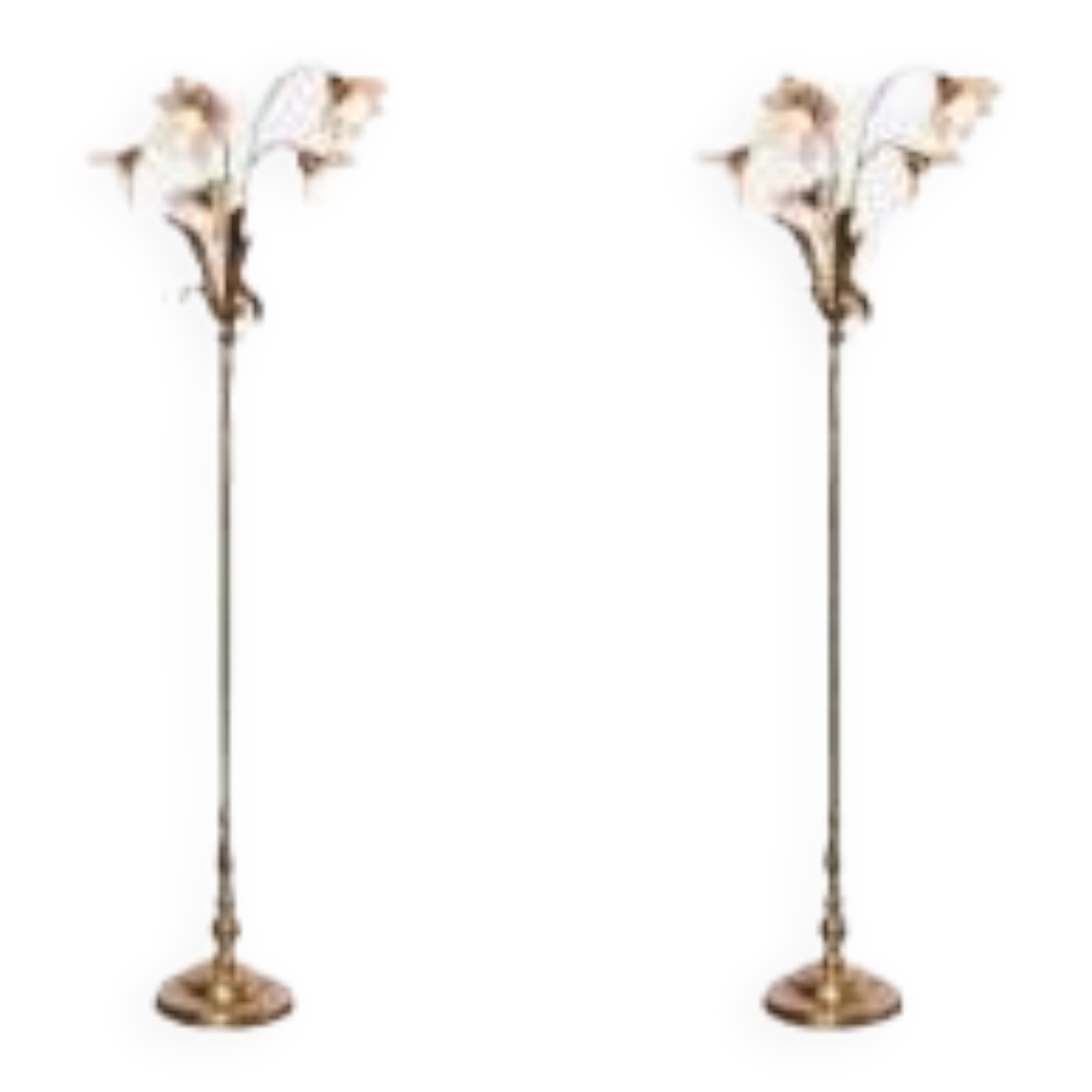 Set of two Maison Jansen style brass floor lamps from 1980.