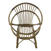 Fauteuil enfant coquille rotin / bambou vintage