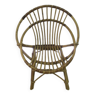 Vintage rattan/bamboo shell children's armchair