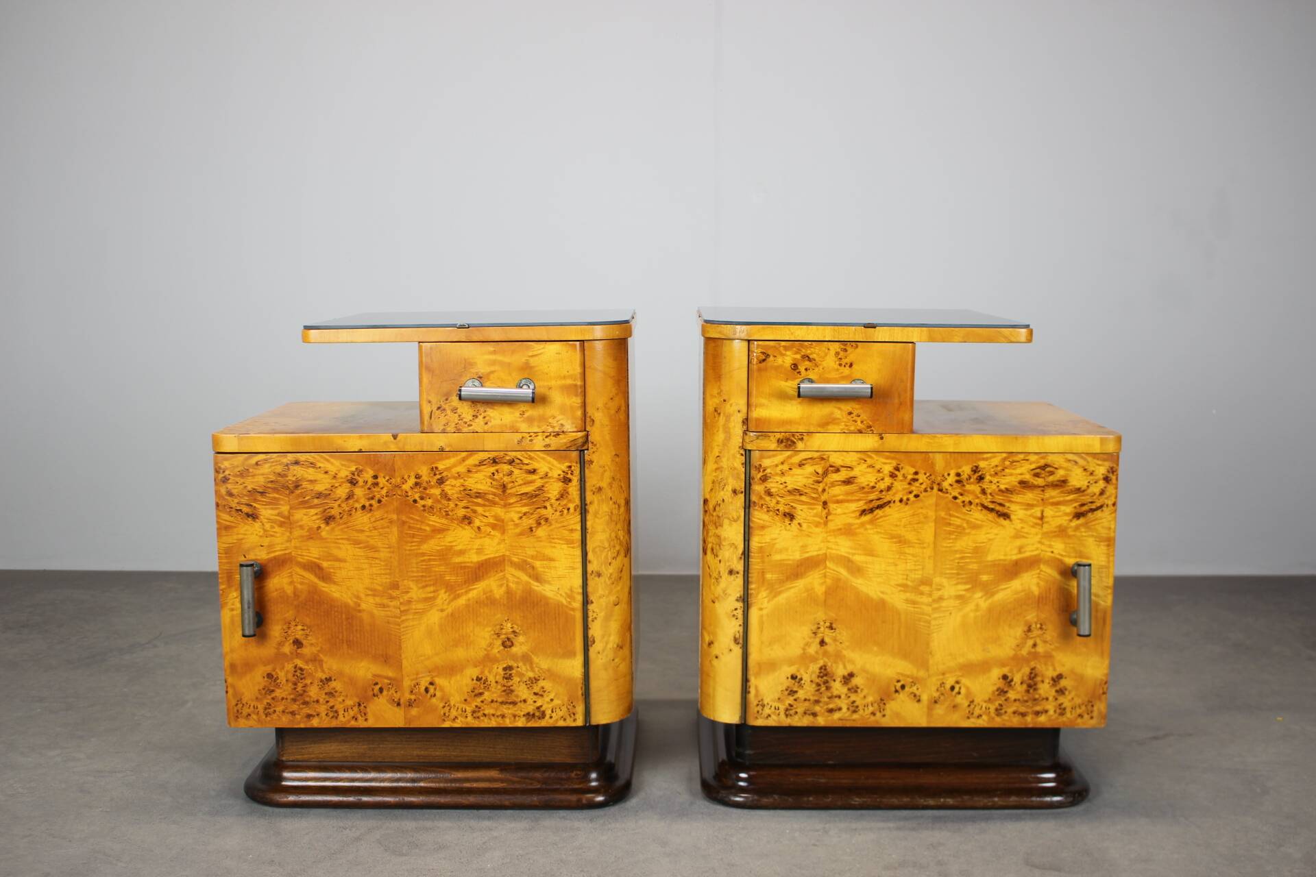 Pair of bedside tables mid-century by Jindřich Halabala, Czechoslovakia, 1950s