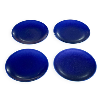 Lot de 4 assiettes bleues, Hoganas Keramik, Suède