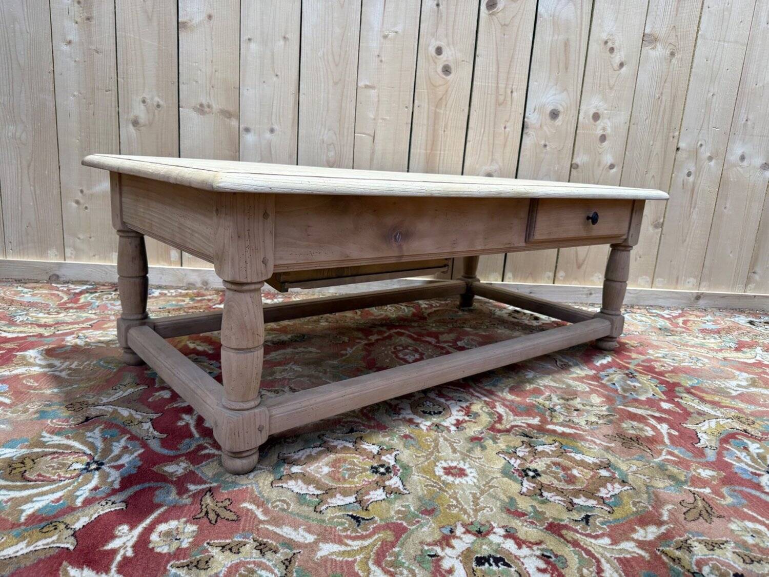 Coffee table – Louis XIII style – Solid cherry wood – Parquet top