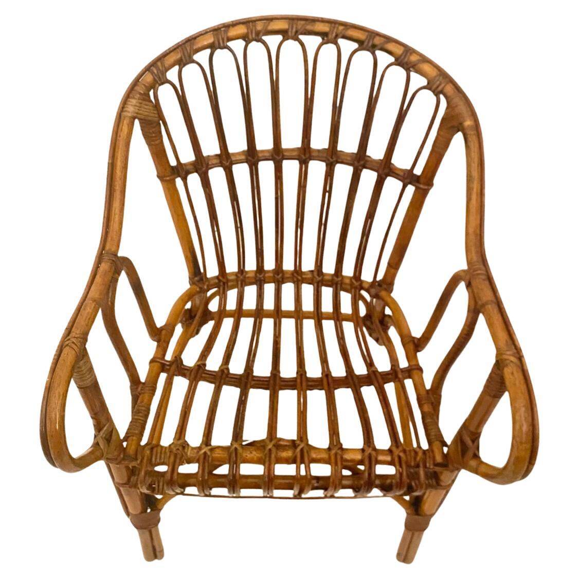 Mid Century Modern Bamboo Chairs and Table Set, Italy 1960s