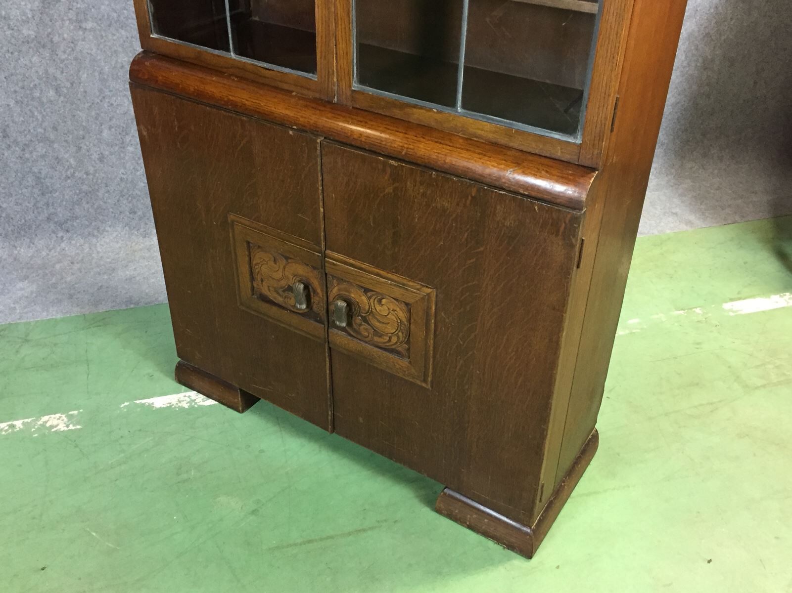 Glass art deco oak buffet