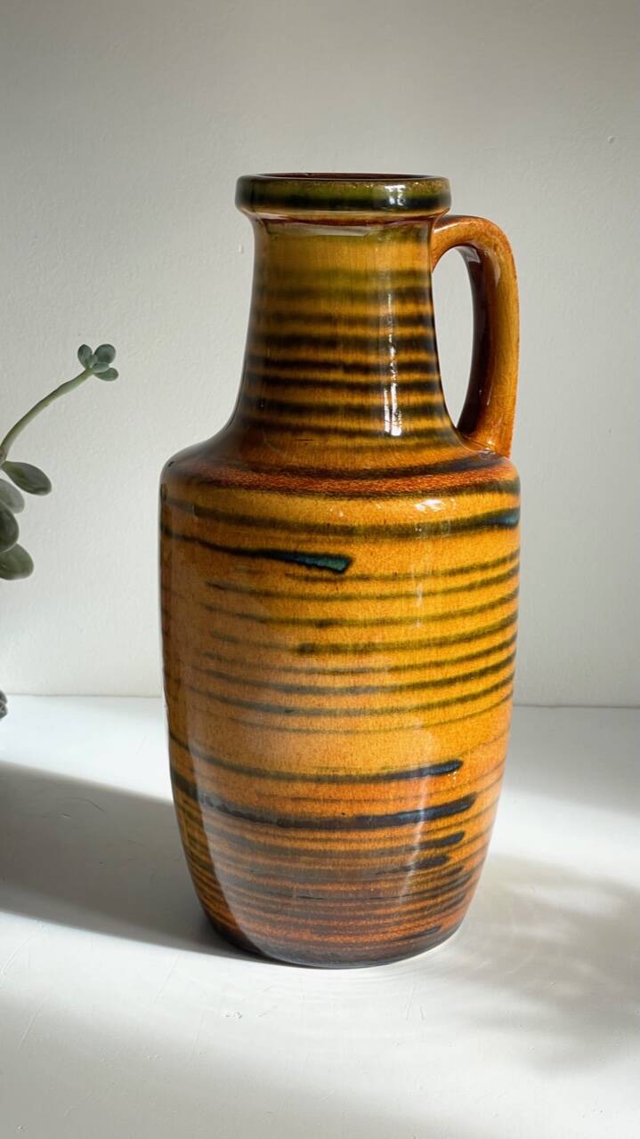 Vintage glazed ceramic amphora vase – west germany
