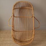 Moĩse rattan bassinet cradle, handcrafted, vintage wicker rattan