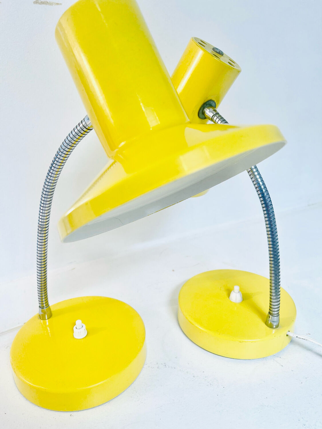 Pair of vintage yellow desk lamps, 1970s