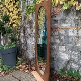 Beveled oval mirror on art deco door Mahogany 79x162