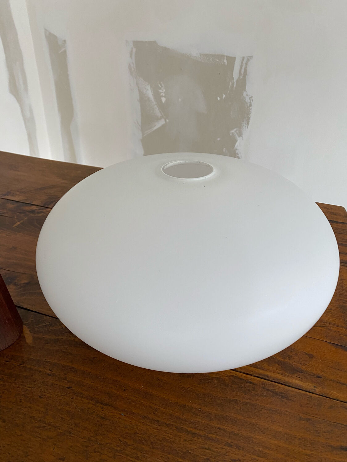 Louis Kakff teak and opaline pendant lamp