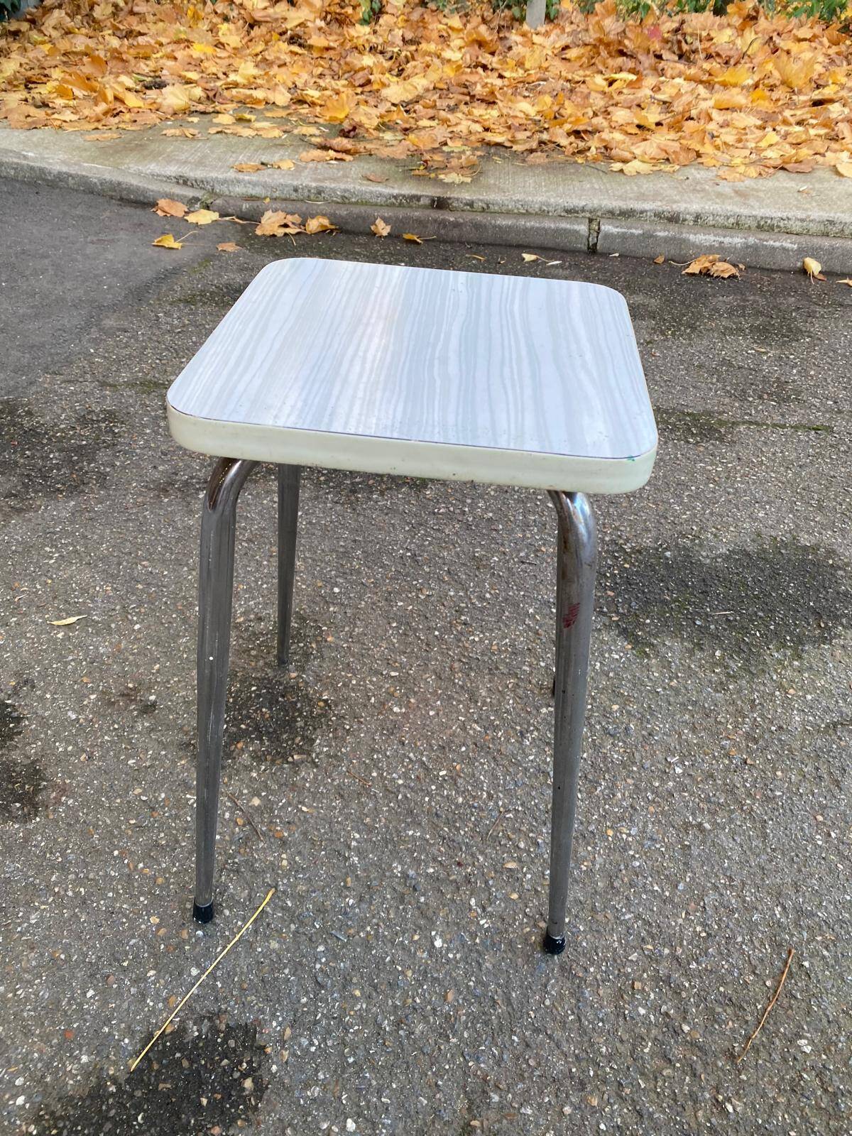 Steel and beige Formica stool