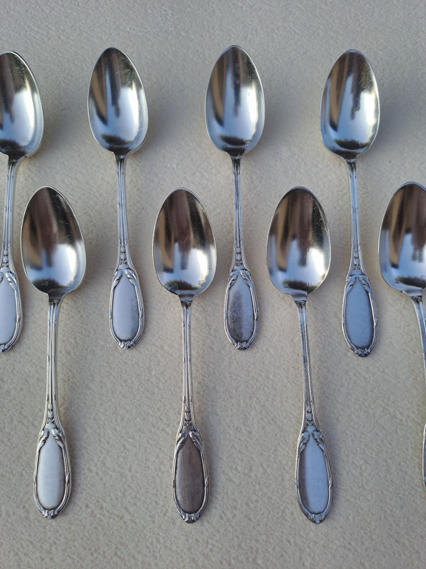 10 small silver-plated metal spoons SF Saglier Frères